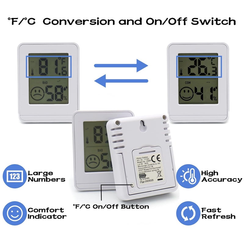 UPSIME 2 PCS Home Indoor Hygrometer, Mini Indoor Thermometer, Temperature and Humidity Monitor, Reptile Thermometer - Houses, Greenhouses,Baby Room,Office, Incubator - Image 3